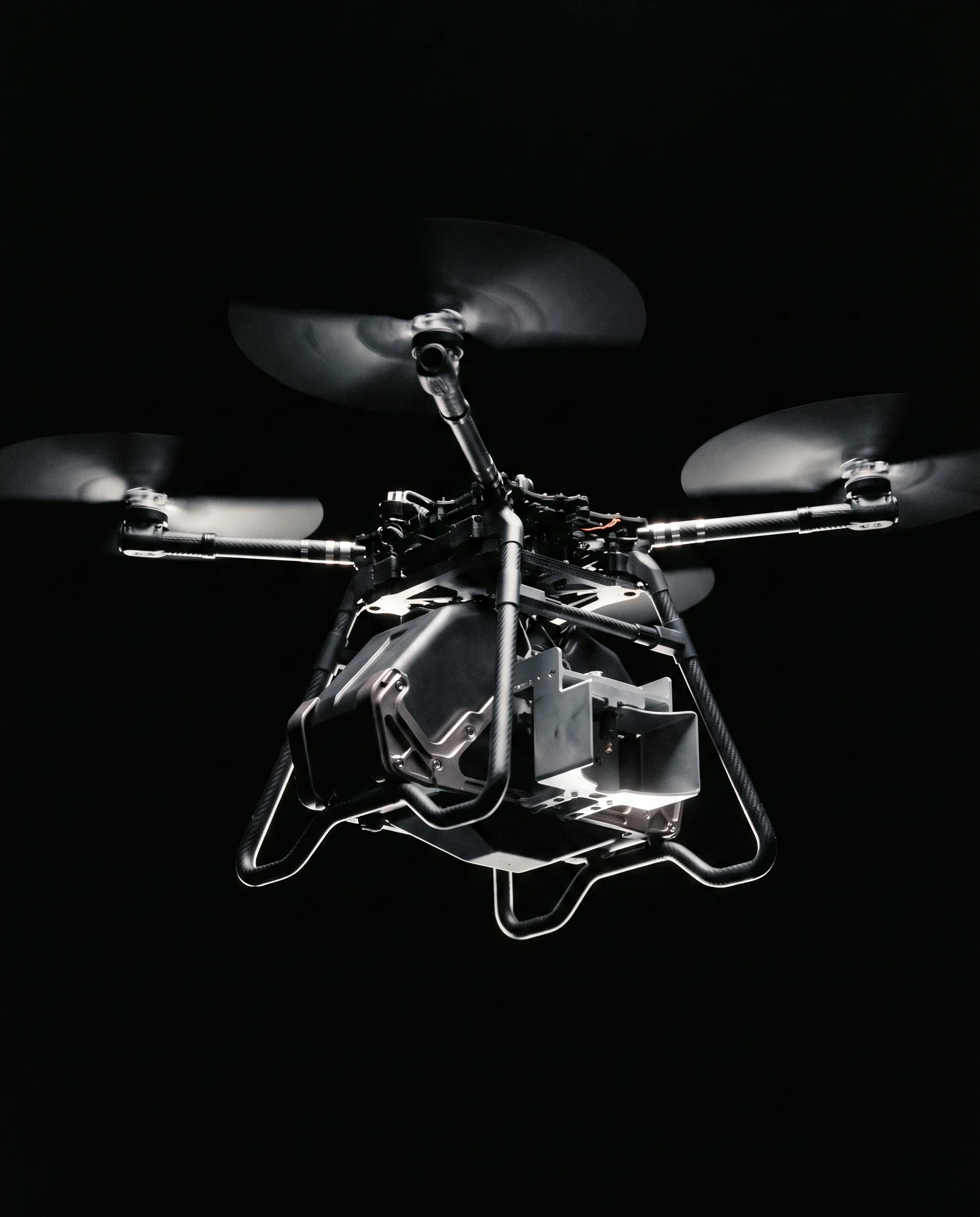 Paint Striper-equipped drone in flight